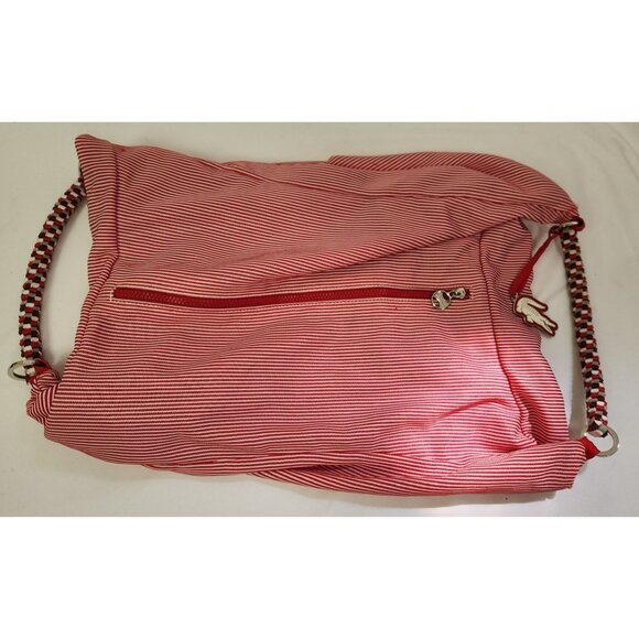 Lacoste Red And White Stripe Athletic Hobo Large Bag - Picture 1 of 7